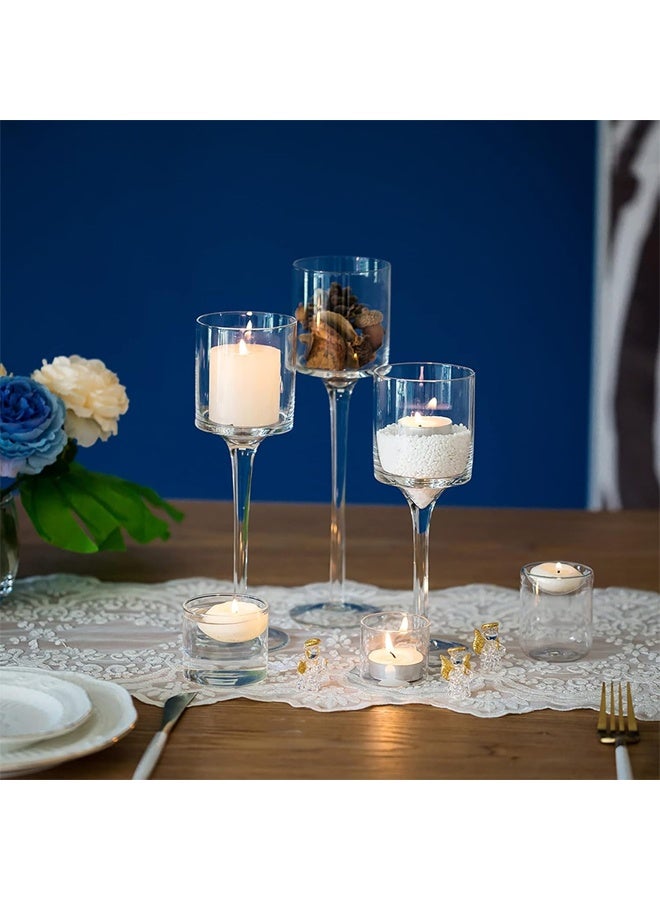 DUNISO 3Pcs Candle Holders，Elegant Tea Light Glass Candle Holders Wedding Table Centrepiece  - Image 4