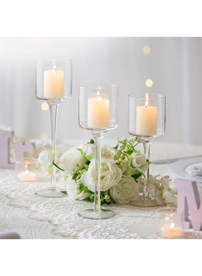 DUNISO 3Pcs Candle Holders，Elegant Tea Light Glass Candle Holders Wedding Table Centrepiece  - Image 2