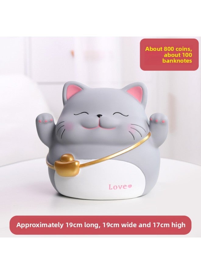 Rabbit Year Piggy Bank Children's Toy Piggy Bank Men's And Women's Gift Coin Box Piggy Bank Worker Vinyl Craft-Color:Dull Cat Gray Medium  - Image 1