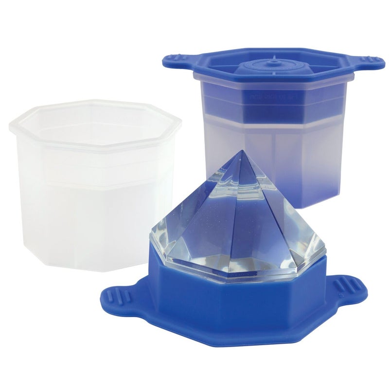 Tovolo Faceted Diamond Ice Molds Set of 2  Large Ice Diamond Mold Ideal for Whiskey Cocktails  Any Cold Beverage  OdorFree Freezer Storage DishwasherSafe with Silicone Plunger