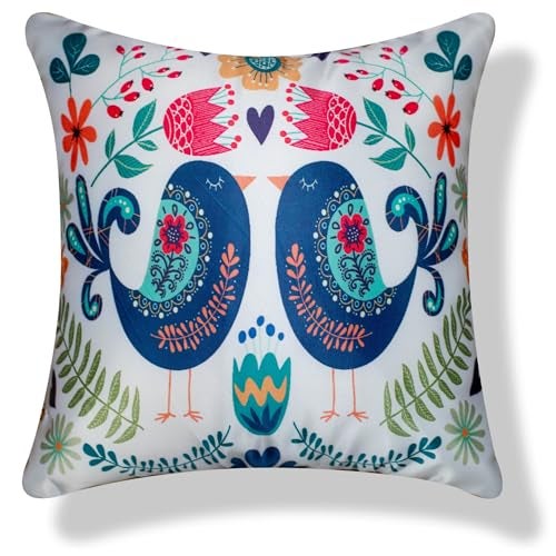Vendola Satin 250TC Sofa Cushion Pillow Covers, Multicolor, Set of 5 Cushion Covers(Sparrows,16x16 Inches) - Image 5