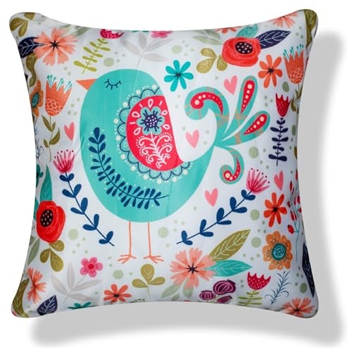Vendola Satin 250TC Sofa Cushion Pillow Covers, Multicolor, Set of 5 Cushion Covers(Sparrows,16x16 Inches) - Image 2