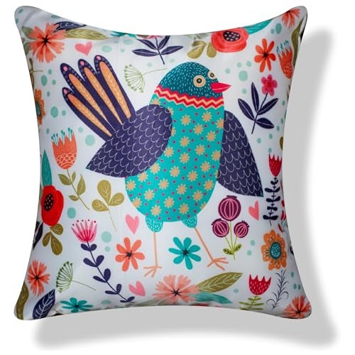 Vendola Satin 250TC Sofa Cushion Pillow Covers, Multicolor, Set of 5 Cushion Covers(Sparrows,16x16 Inches) - Image 4