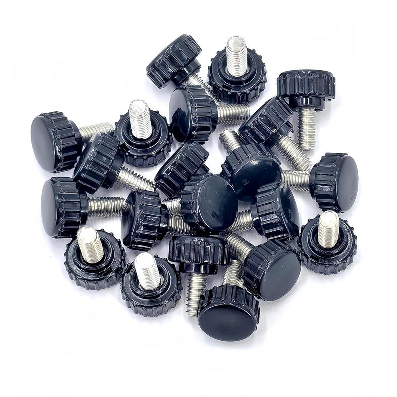 heyday M6x10mm 304 Stainless Steel Threaded Knurled Thumbscrew Screw on Knobs Grips Black Round Clamping Screw, Black(20 Pcs) - Image 5