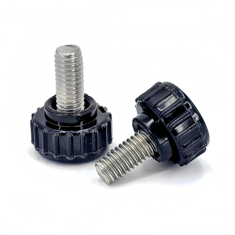 heyday M6x10mm 304 Stainless Steel Threaded Knurled Thumbscrew Screw on Knobs Grips Black Round Clamping Screw, Black(20 Pcs) - Image 1