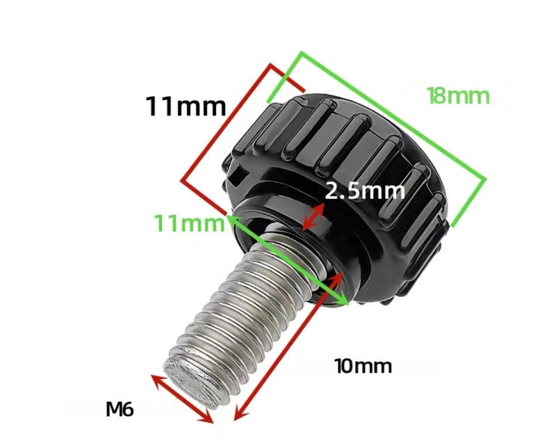 heyday M6x10mm 304 Stainless Steel Threaded Knurled Thumbscrew Screw on Knobs Grips Black Round Clamping Screw, Black(20 Pcs) - Image 2