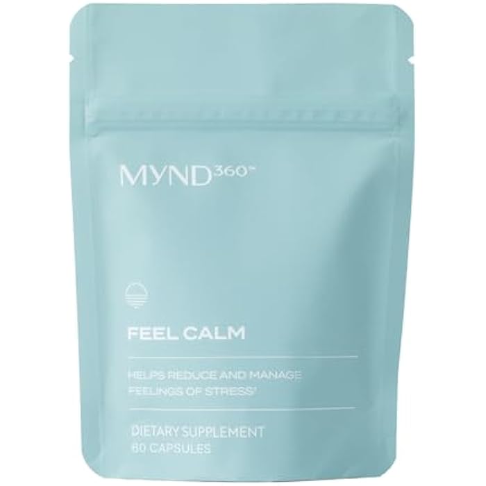 Nu Skin MYND360 Feel Calm with L-Theanine | 60 Capsules | Supports Relaxation & Calm Mindset | L-Theanine 200mg, Lemon Balm Leaf & Magnolia Bark Extract | Calm Aid for Daily Wellness | Vegetarian - Image 1