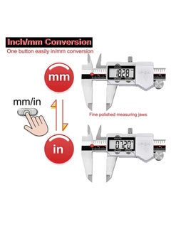 Generic Digital Calipers, IP54 Electronic Caliper Measuring Tool Micrometer Stainless Steel 8 inch /200mm Vernier Caliper Ruler Woodworking Measure Tool with LCD Display  - Image 4