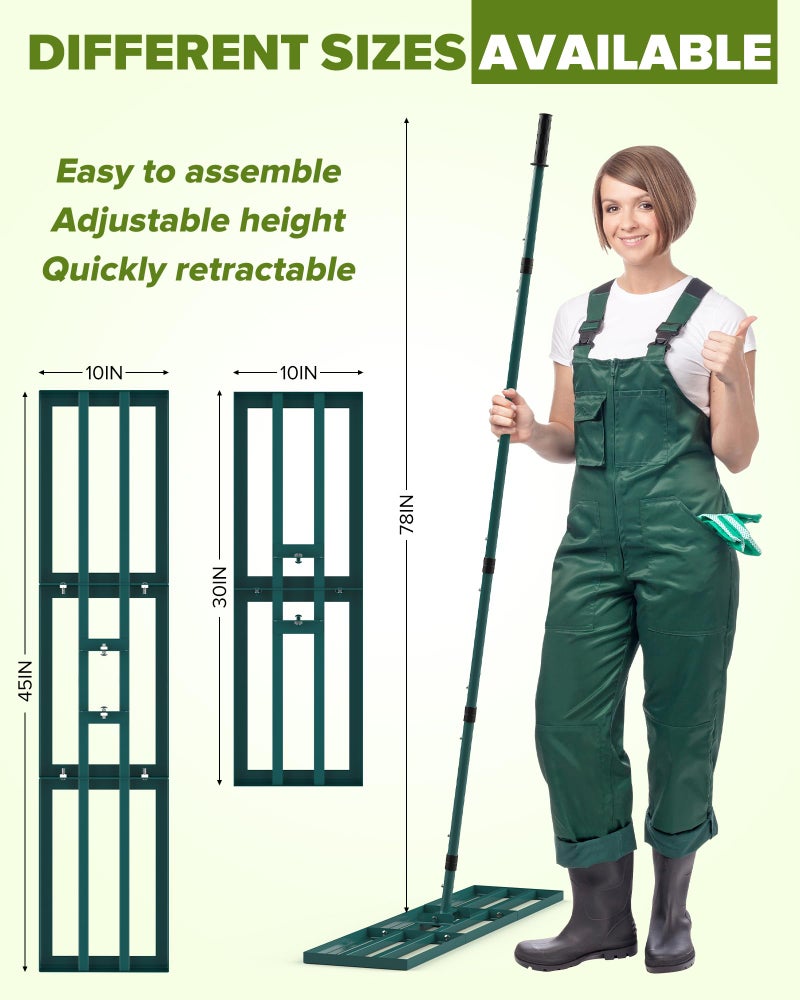 TITECK Lawn Leveling Rake, 45x10 Inch Yard Leveling Rake for Soil with 78'' Adjustable Steel Handle, Level Soil Sand Dirt Ground Surfaces Easily, Ideal for Backyard, Garden, Golf Course, Pasture, Farm - Image 2