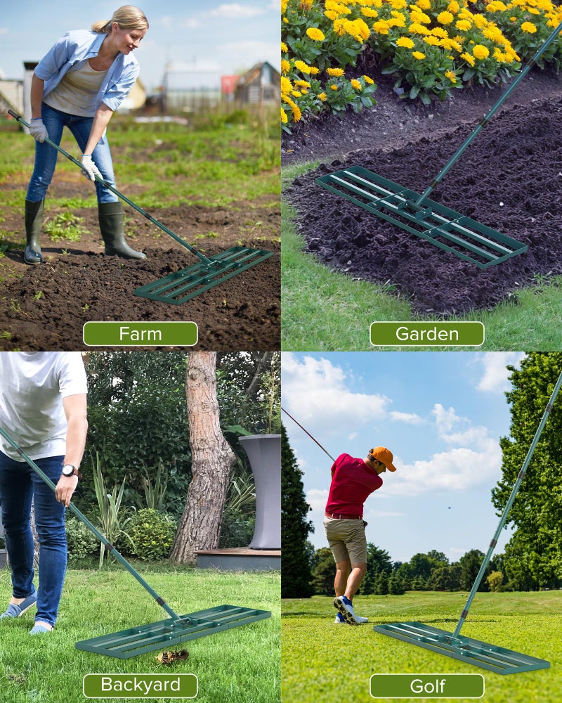 TITECK Lawn Leveling Rake, 45x10 Inch Yard Leveling Rake for Soil with 78'' Adjustable Steel Handle, Level Soil Sand Dirt Ground Surfaces Easily, Ideal for Backyard, Garden, Golf Course, Pasture, Farm - Image 4