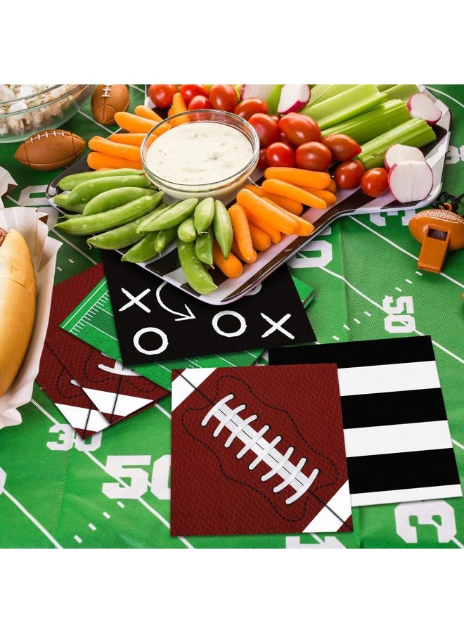 Fullhawl 100 Pcs Football Napkins Set 4 Designs Disposable Football Birthday Paper Napkins Football Party Napkins Football Party Decorations for Football Sport Events Frenzy Game Time Tailgate Party - Image 4