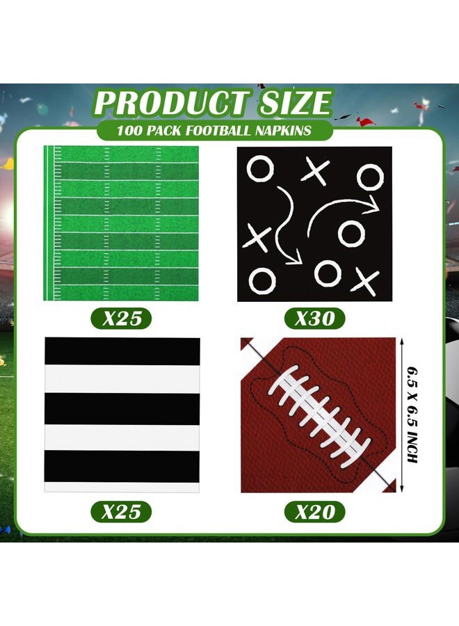 Fullhawl 100 Pcs Football Napkins Set 4 Designs Disposable Football Birthday Paper Napkins Football Party Napkins Football Party Decorations for Football Sport Events Frenzy Game Time Tailgate Party - Image 2