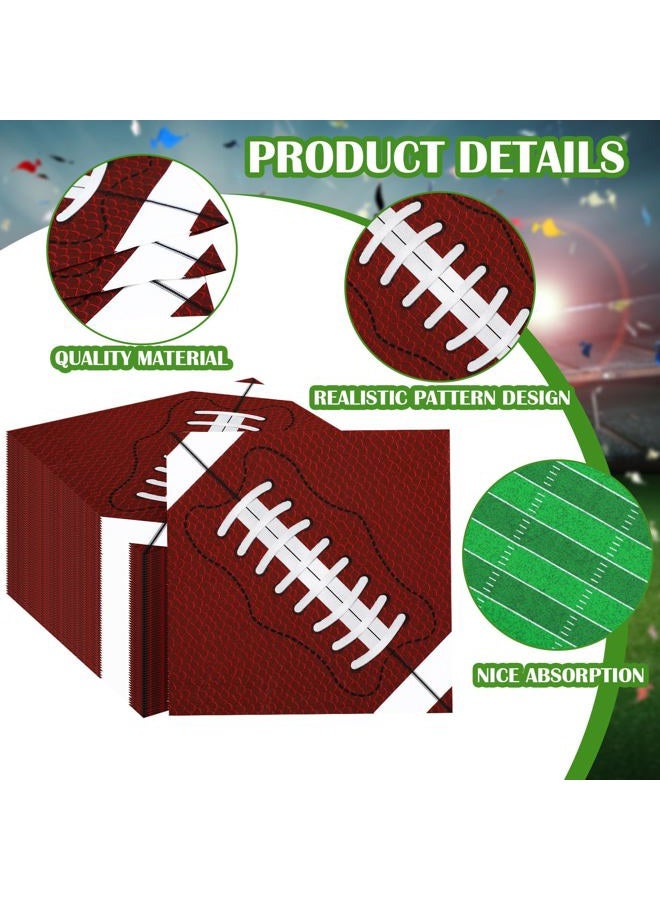 Fullhawl 100 Pcs Football Napkins Set 4 Designs Disposable Football Birthday Paper Napkins Football Party Napkins Football Party Decorations for Football Sport Events Frenzy Game Time Tailgate Party - Image 3