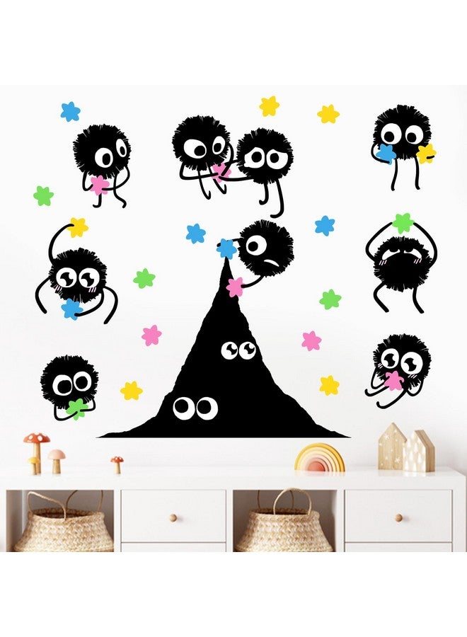 Mfault Soot Sprites Wall Decals Stickers, Colorful Hexagram Candies Dust Nursery Classroom Decorations Bedroom Playroom Art, Neutral Toddlers Boys Girls Kids Room Decor - Image 1