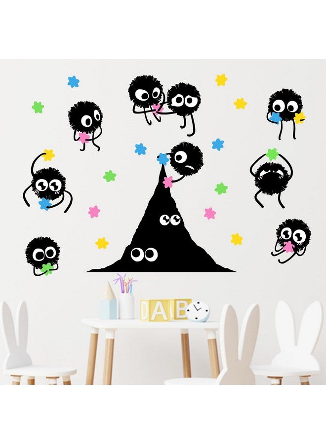 Mfault Soot Sprites Wall Decals Stickers, Colorful Hexagram Candies Dust Nursery Classroom Decorations Bedroom Playroom Art, Neutral Toddlers Boys Girls Kids Room Decor - Image 5