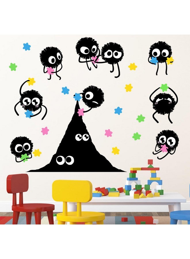 Mfault Soot Sprites Wall Decals Stickers, Colorful Hexagram Candies Dust Nursery Classroom Decorations Bedroom Playroom Art, Neutral Toddlers Boys Girls Kids Room Decor - Image 4