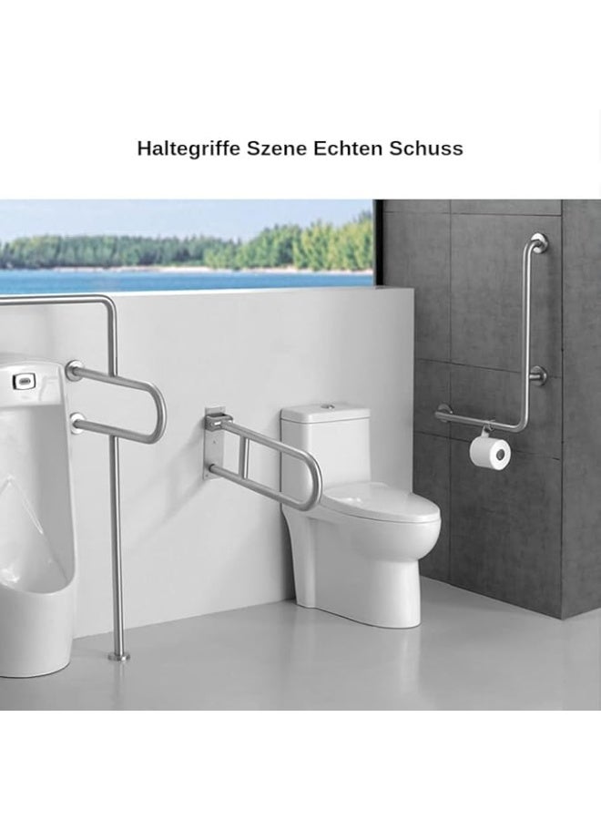 Stainless Steel L Shaped Bathroom Safety Grab Bar Vertical Angle Support Handrail - Image 2