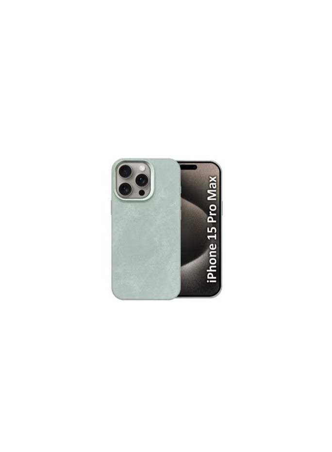 CATANES iPhone 15 Pro Max Alcantara Case Cover Premium Quality Luxurious Soft Touch Protection with Metal Camera Frame - Natural Titanium