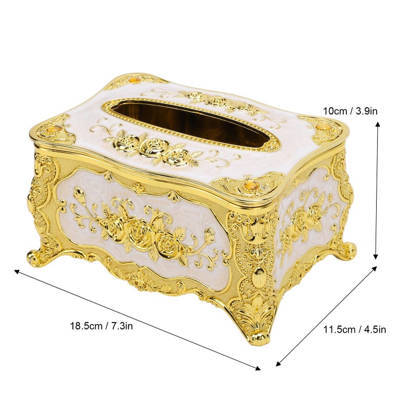 Luxury White Tissue Box Cover Rose Pattern Waterproof Easy Clean for Home KTV Car - Image 3