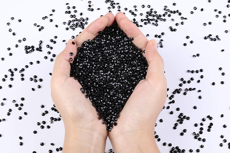 Gintoaria 10000 قطعة/عبوة ألماس أكريليك وكرستالات كونفيتي لتزيين طاولات الزفاف وحشو المزهرية 4.5 ملم حجر الراين للزفاف، حفل الاستحمام للعروس، زخارف حبات المزهرية (أسود) - Image 3