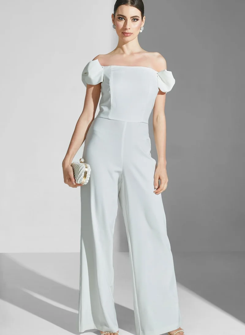 AIDAN MATTOX Bow Detail Wide Leg Jumpsuit