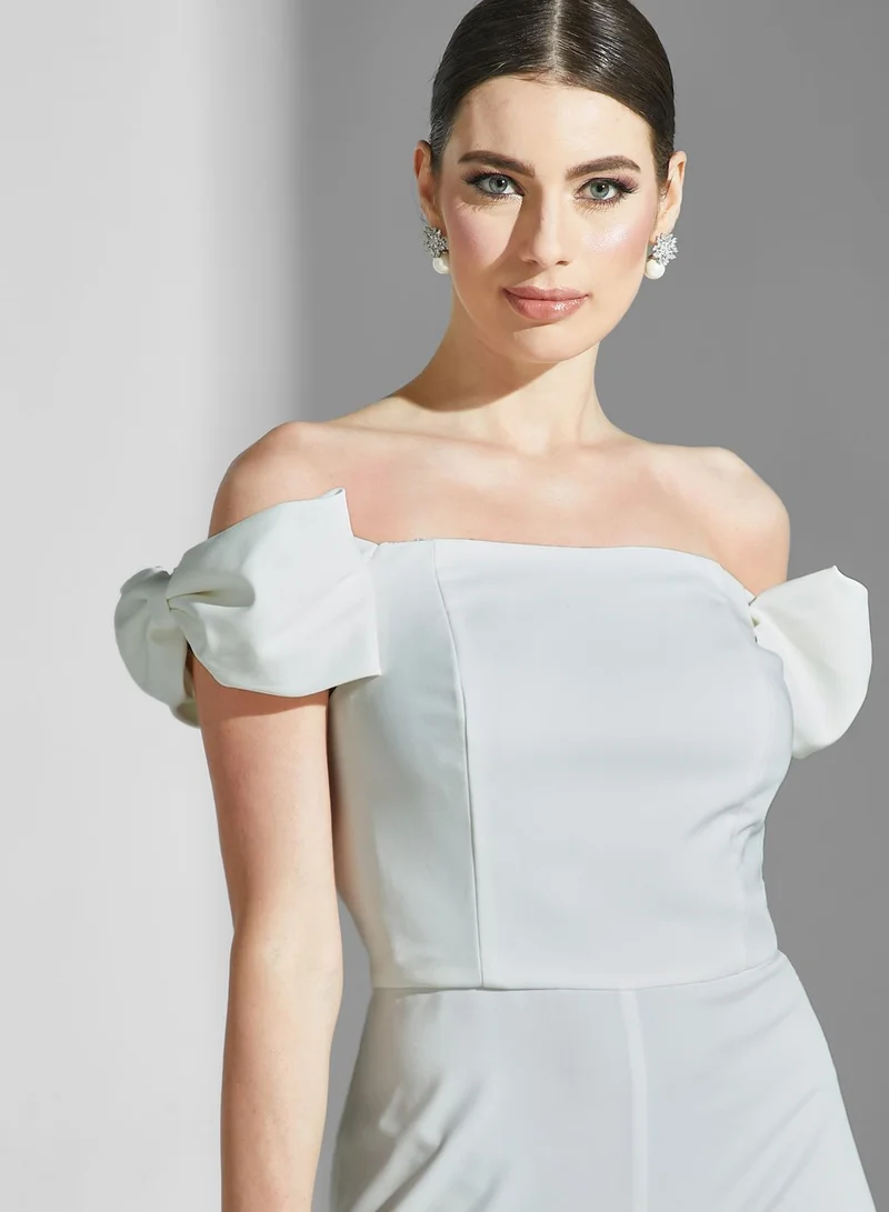 AIDAN MATTOX Bow Detail Wide Leg Jumpsuit