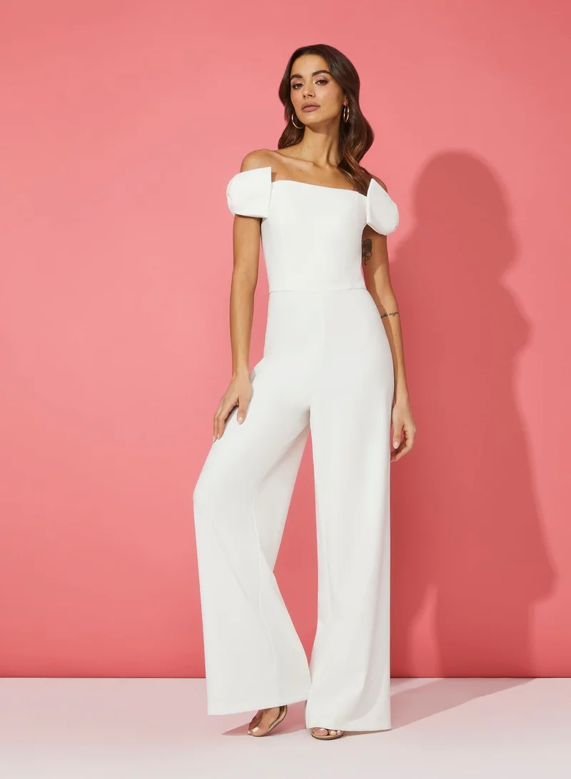 AIDAN MATTOX Bow Detail Wide Leg Jumpsuit