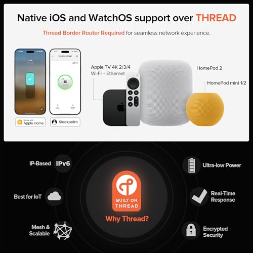 ThorBolt X1 Apple Home Key Tap to Unlock, Smart Keyless Entry Door Lock with Fingerprint, Touch Keypad Deadbolt Lock Works with HomeKit Over Thread (Border Router), IP65 Weatherproof, Black - Image 3