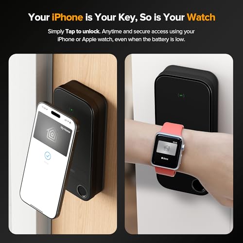 ThorBolt X1 Apple Home Key Tap to Unlock, Smart Keyless Entry Door Lock with Fingerprint, Touch Keypad Deadbolt Lock Works with HomeKit Over Thread (Border Router), IP65 Weatherproof, Black - Image 2