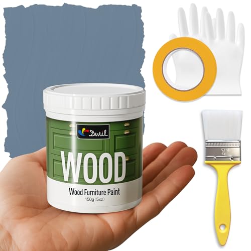 DWIL Matte Finish Furniture Paint - 5 Oz Wood Paint for Cabinets, Doors, Tables, and Dressers Refinishing - Water-Based, Non-Toxic & Odorless, Easy to Apply(Blue Grey)-Trial Pack - Image 1