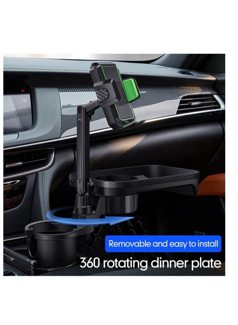 Car Cup Holder Tray, Cup Holder Expander for Car, 4 in 1 Adjustable Detachable Car Food Table Tray, with Solid Base  Phone Slot, with 360°Rotation Tray, for Travel Road Essential - Image 4