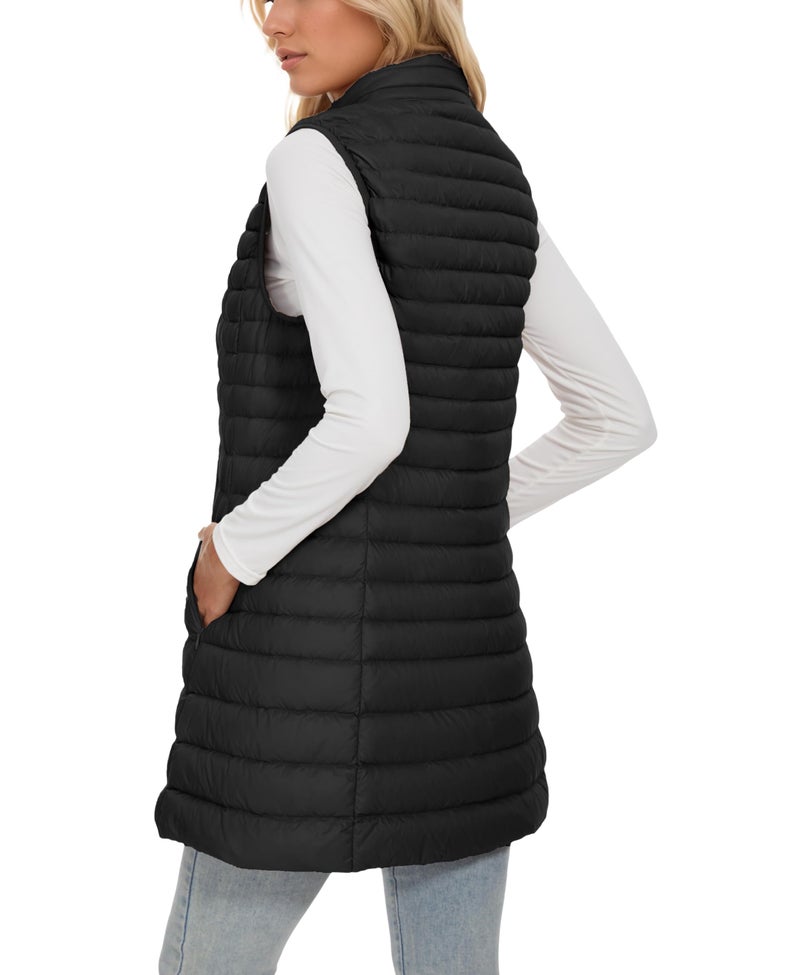 ELFJOY Long Puffer Vest Women Winter Ultra Light Long Down Vest with Stand Collar Black Womens Vests Outerwear - Image 2
