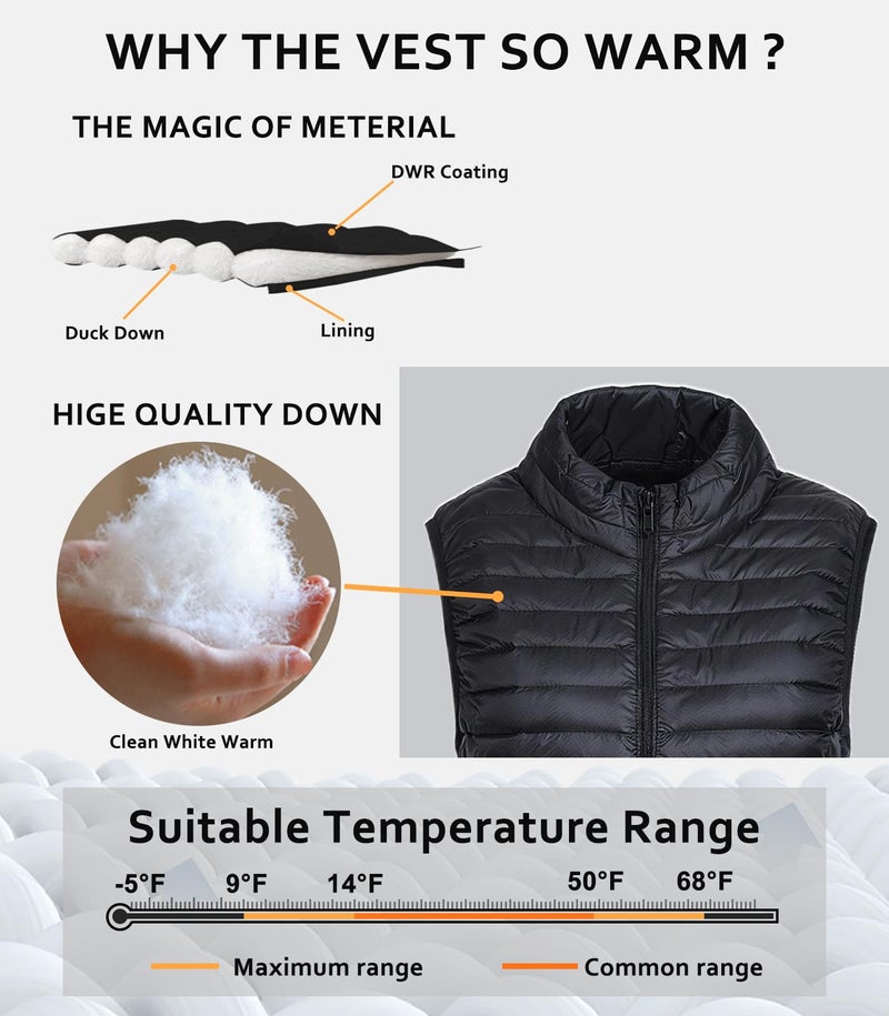 ELFJOY Long Puffer Vest Women Winter Ultra Light Long Down Vest with Stand Collar Black Womens Vests Outerwear - Image 5