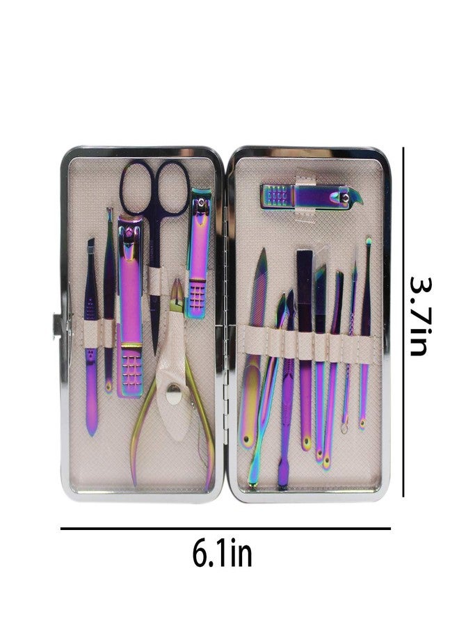 Suillty Professional Stainless Steel Chameleon Nail Clipper Travel & Grooming Kit Nail Tools Manicure & Pedicure Set of 15pcs with Luxurious Case(Purple) - Image 5
