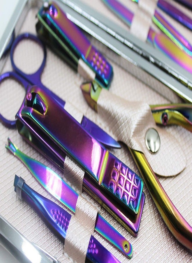 Suillty Professional Stainless Steel Chameleon Nail Clipper Travel & Grooming Kit Nail Tools Manicure & Pedicure Set of 15pcs with Luxurious Case(Purple) - Image 3
