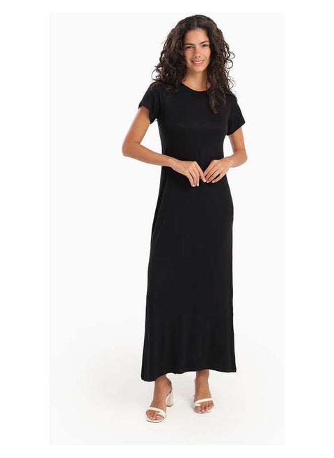 Solid Pattern Midi Dress