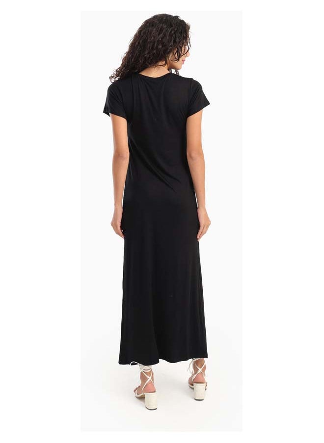 Carina - Solid Pattern Midi Dress - Image 1