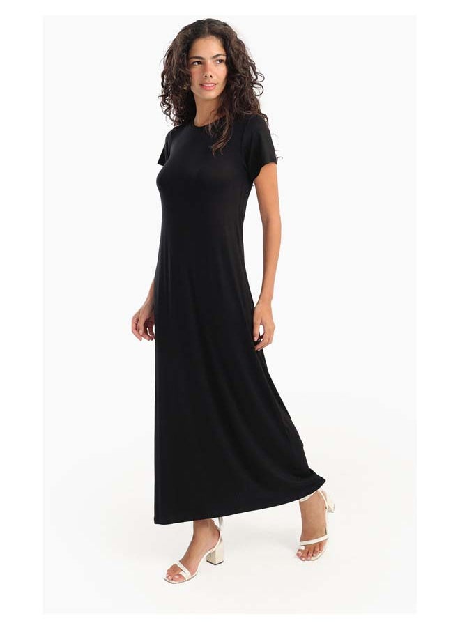 Carina - Solid Pattern Midi Dress - Image 1