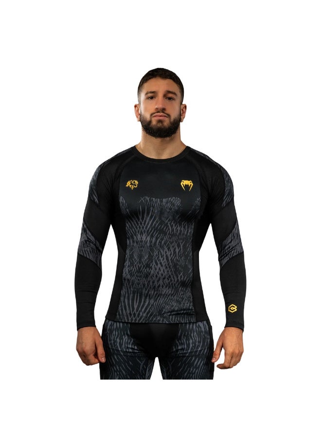 VENUM X CHIMAEV WILD BORZ LONGSLEEVE RASHGUARD BLACK/GREY/GOLD - Image 1