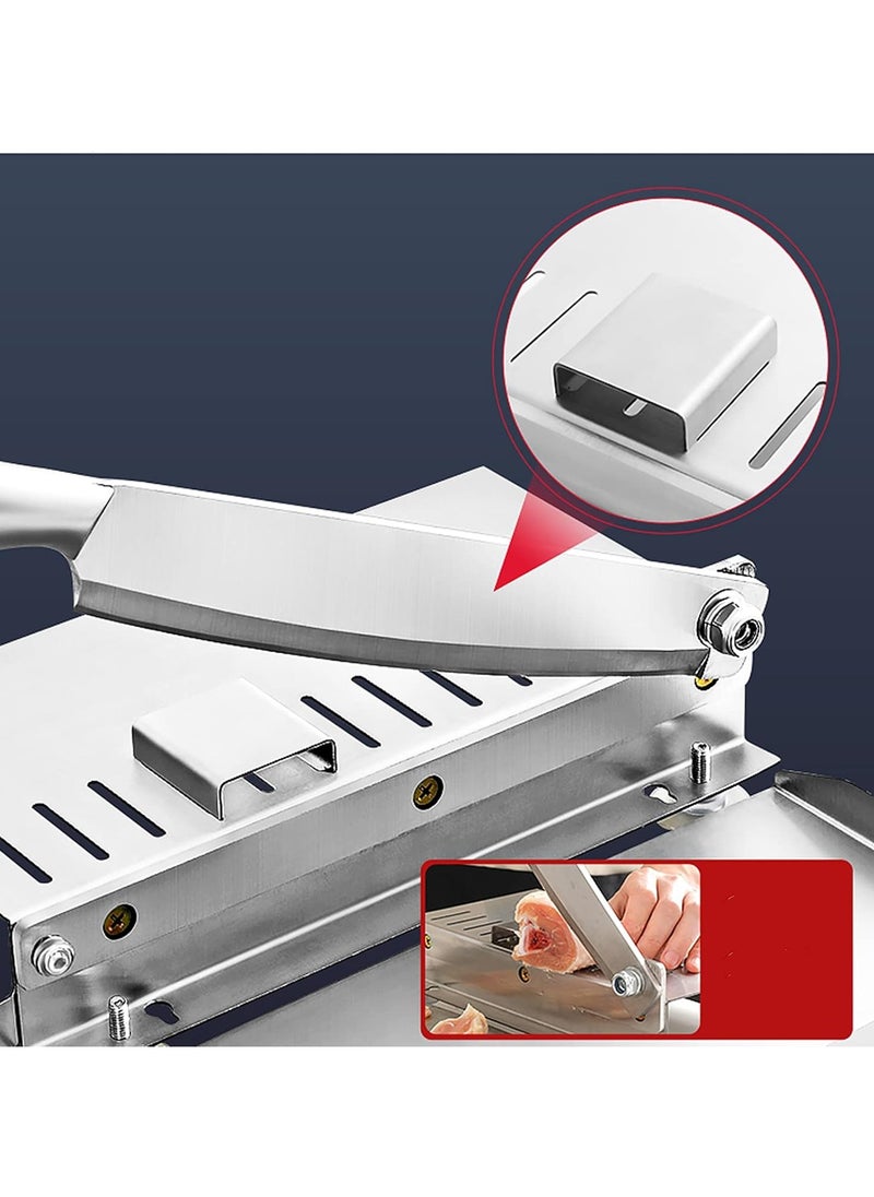 Manual Meat Slicer, Stainless Steel Frozen Meat Slicer, Sharp Blade, Fast Cutting, with Side Tray.