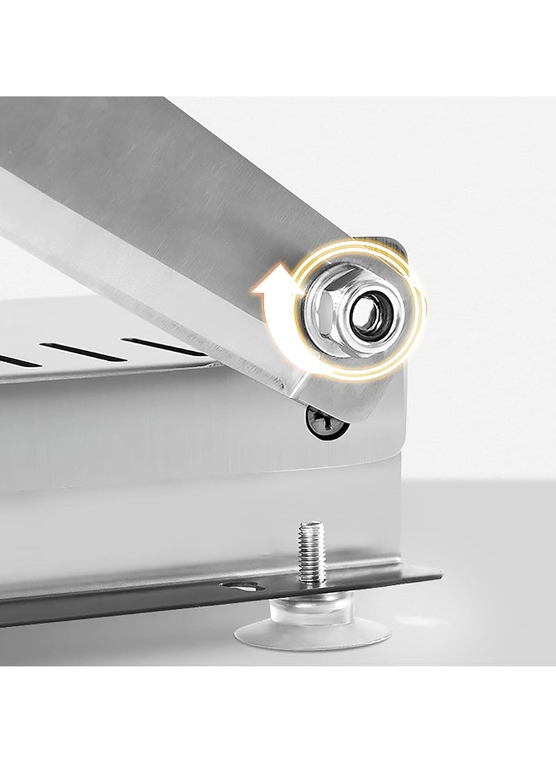 Manual Meat Slicer, Stainless Steel Frozen Meat Slicer, Sharp Blade, Fast Cutting, with Side Tray.