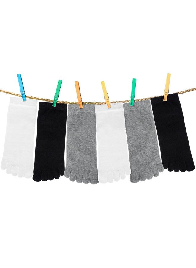 Fourluoo 15 Pairs Women Toe Socks Cotton Five Toe Socks Breathable Crew Socks with toes separated for Women Men Athletic(9-11) - Image 2