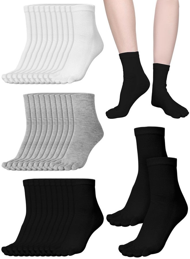 Fourluoo 15 Pairs Women Toe Socks Cotton Five Toe Socks Breathable Crew Socks with toes separated for Women Men Athletic(9-11) - Image 1