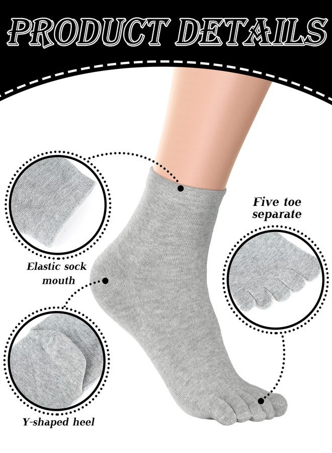 Fourluoo 15 Pairs Women Toe Socks Cotton Five Toe Socks Breathable Crew Socks with toes separated for Women Men Athletic(9-11) - Image 5