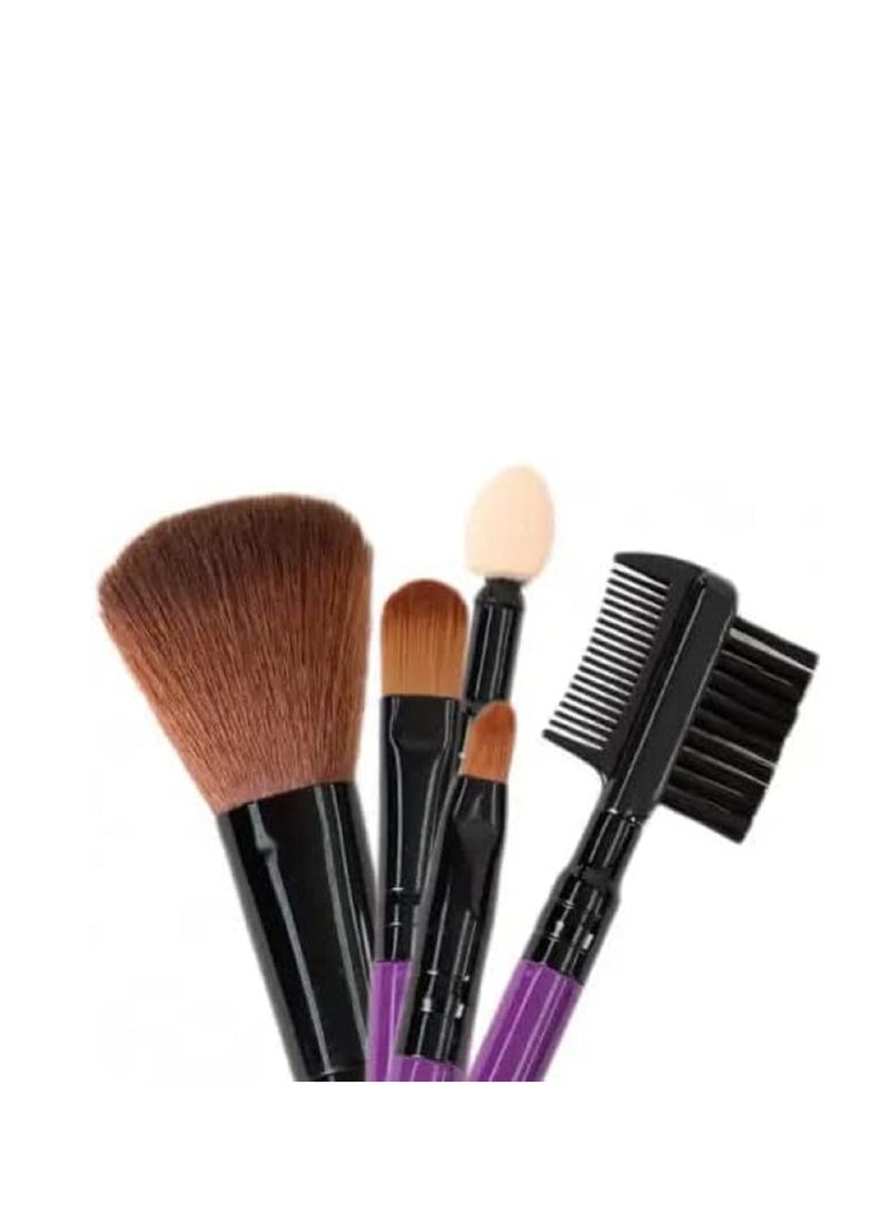 Miniso - 5 PCS Makeup Brush Set Purple and 3 Eyeshadow Applicator Tips - Image 1