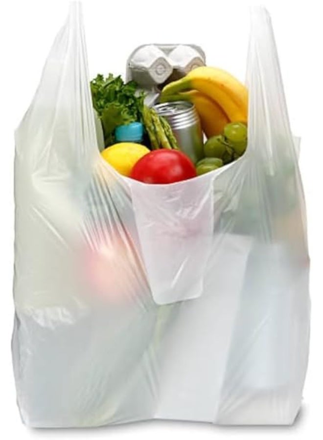 Plastic Disposable Grocery Bags, Heavy Duty 2Kg Reusable Shopping Bags, Tear Resistant & Eco Friendly, Convenient Carry Handles, 100% Recyclable, White 200 Bags - Image 2