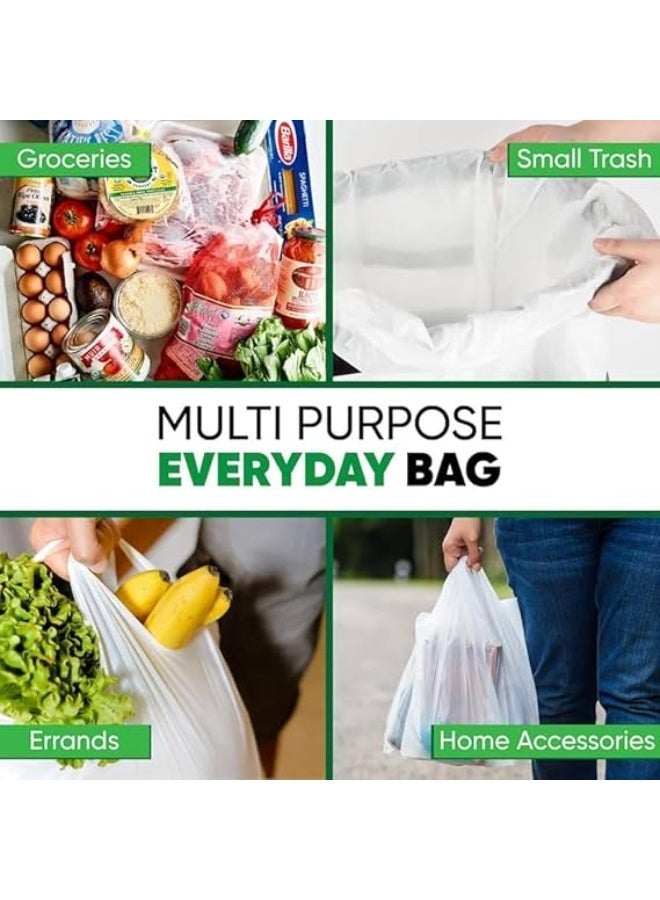 Plastic Disposable Grocery Bags, Heavy Duty 2Kg Reusable Shopping Bags, Tear Resistant & Eco Friendly, Convenient Carry Handles, 100% Recyclable, White 200 Bags - Image 4