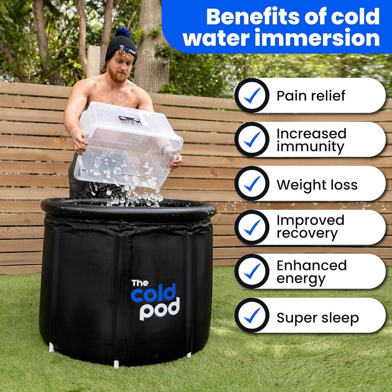 The Cold Pod حوض استحمام ثلجي للرياضيين XL: حوض غمر بارد خارجي مع غطاء، 116 جالون حوض استحمام ثلجي محمول للعلاج بالماء البارد، حوض ثلجي كبير للغمر البارد في المنزل - Image 4