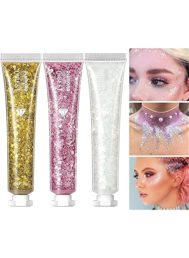HOOKOR 6 Pack Body Glitter Gel Face Glitter for Body, Face, Eye, Hair, Nails Glitter Makeup Liquid Long Lasting Sparkling Mermaid Chunky Glitter Gel for Festival Art Party - Image 2