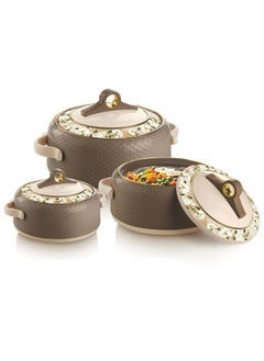 NAYASA Coral Casserole Food Warmer Stainless Steel Insulated Hotpot 3 Pc Set 2.5,3.5,5L  - Image 1